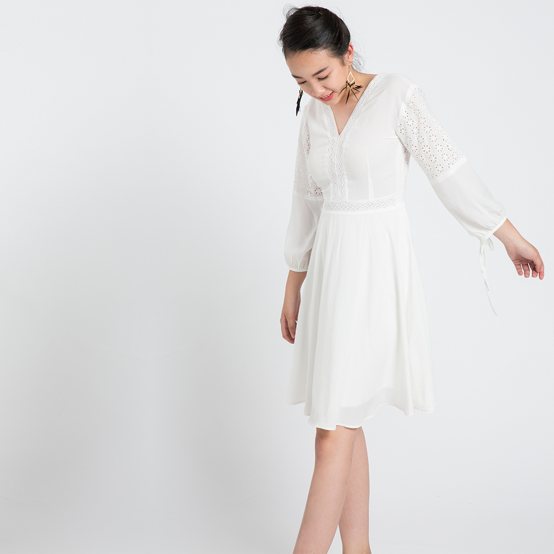 Đầm Xòe Cao Cấp Thời trang thiết kế Hity DRE07 (Trắng Kim Cương)