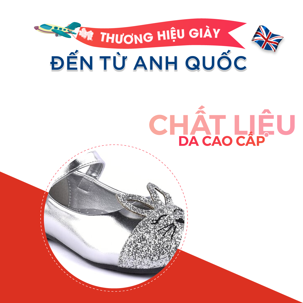 Giày Búp Bê Đi Học Bé Gái Crown Space UK School Shoes CRUK3121 Cao Cấp Nhẹ Êm Thoáng Mát Size 28-36/4-14 Tuổi