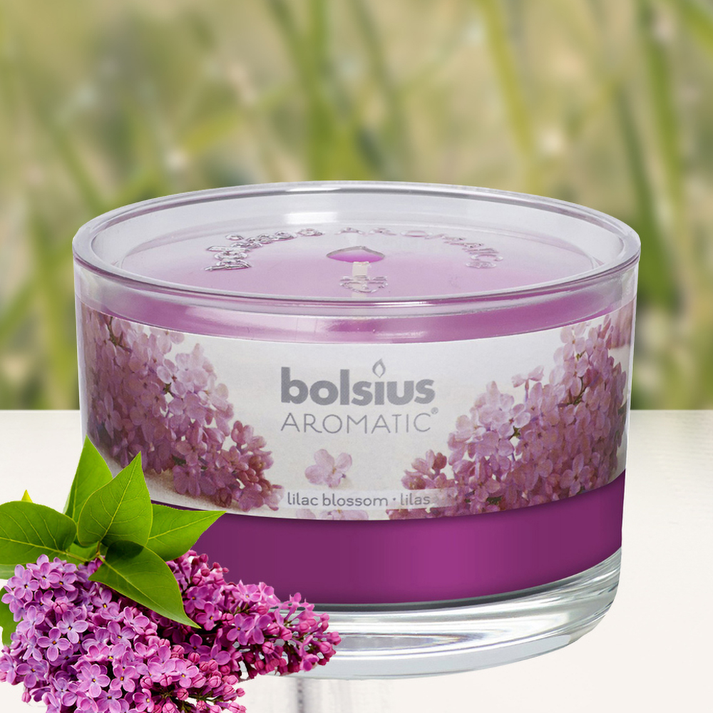 Ly nến thơm tinh dầu Bolsius Lilac Blossom 155g QT024875 - hoa tử đinh hương