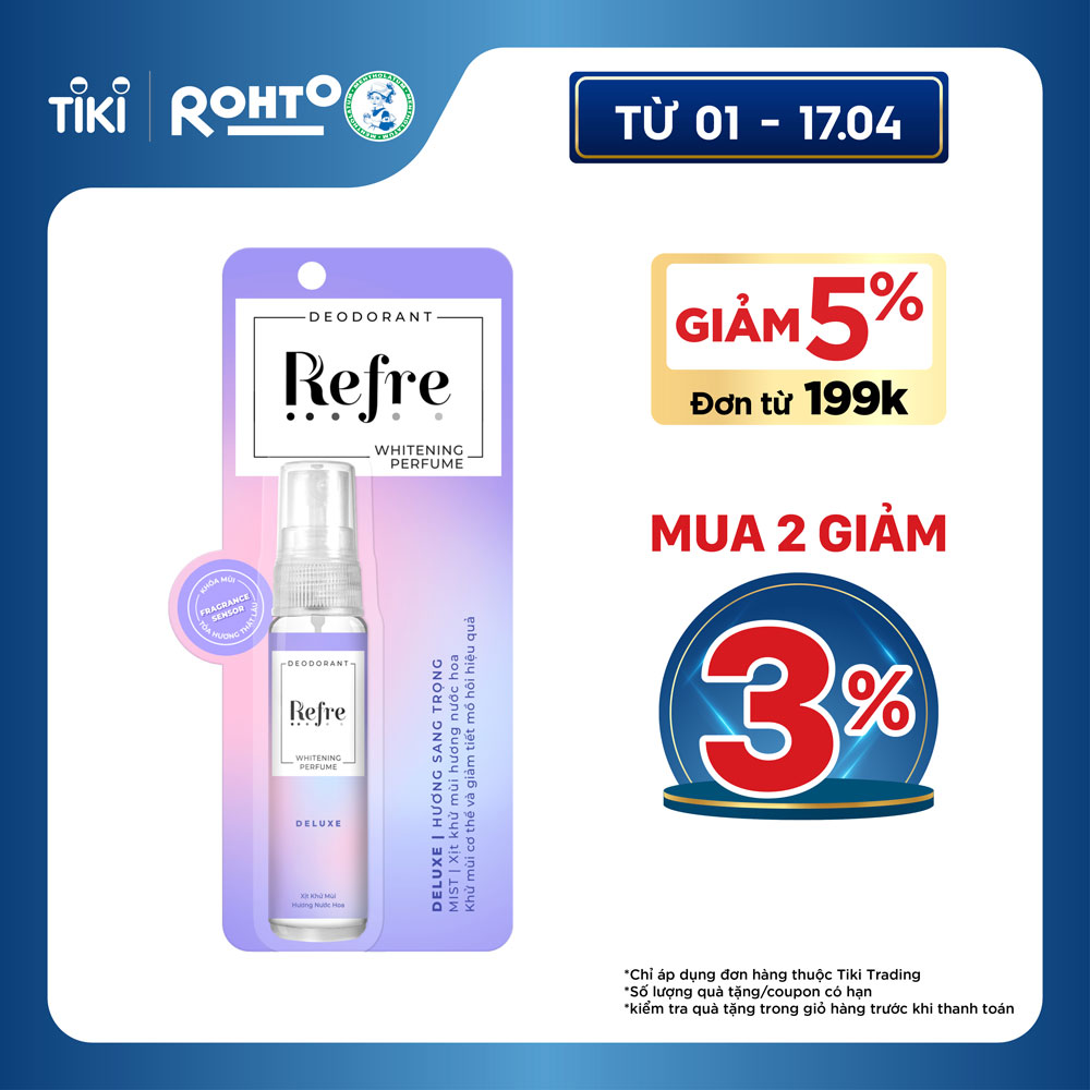 Xịt Khử Mùi Dưỡng Trắng Hương Nước Hoa Refre Whitening Deluxe Hương Sang Trọng (30ml)