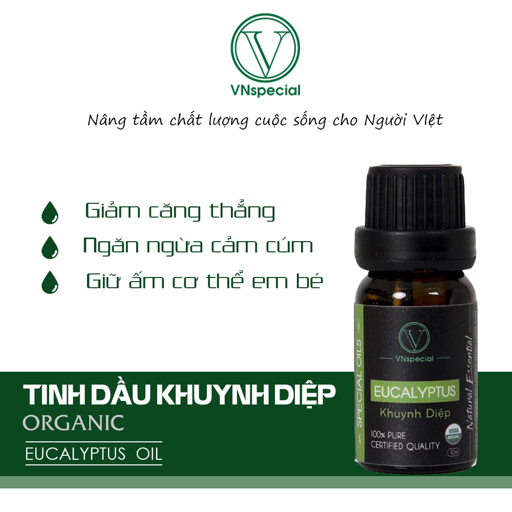 Tinh Dầu Khuynh Diệp Hữu Cơ | Organic Eucalyptus Oil | Tinh dầu Nhập Khẩu USDA- Vnspecial Oils (10ml)