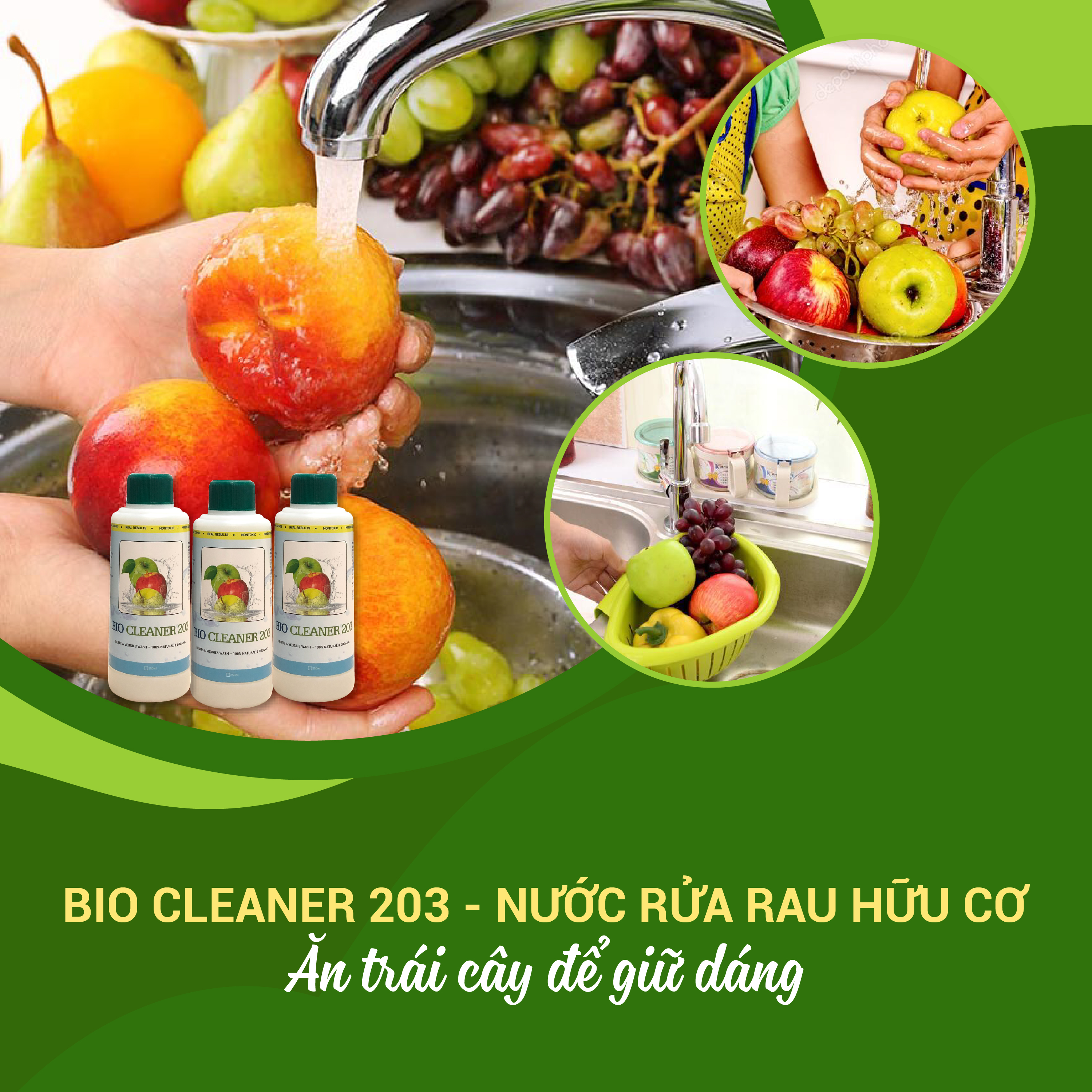 Nước rửa rau quả, trái cây sinh học hữu cơ Bio Cleaner 203 (350 ml)