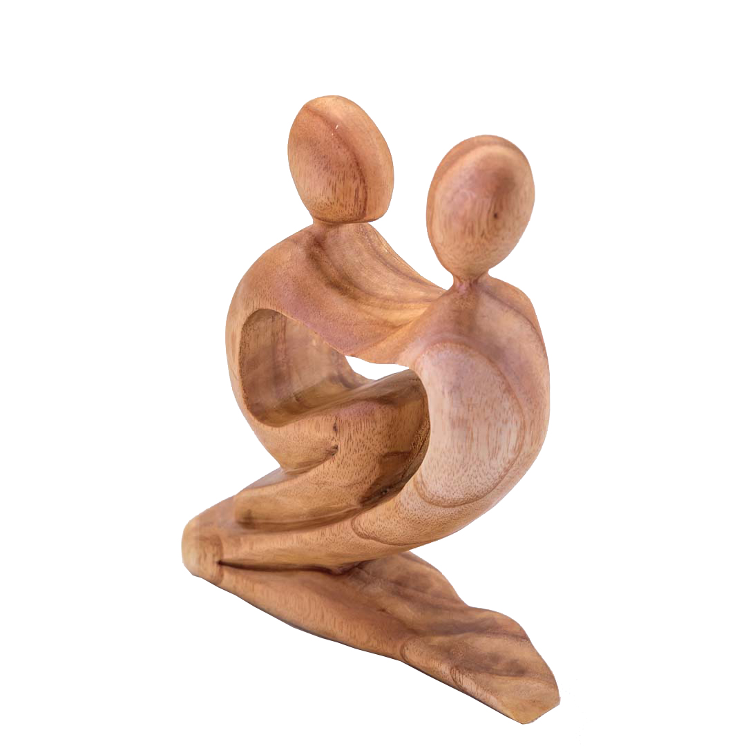 Cha và con - tượng gỗ điêu khắc thủ công trừu tượng - quà tặng nghệ thuật trang trí nhà - bộ sưu tập gia đình