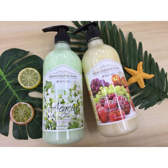 Sữa tắm tinh chất hương trái cây tổng hợp 3W CLINIC RELAXING BODY CLEANSER FRUITS