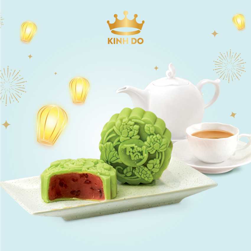 Tặng lồng đèn giấy - Hộp bánh trung thu Kinh Đô cao cấp - Trăng Vàng Hồng Ngọc Tâm An (4 Bánh x 120gr)