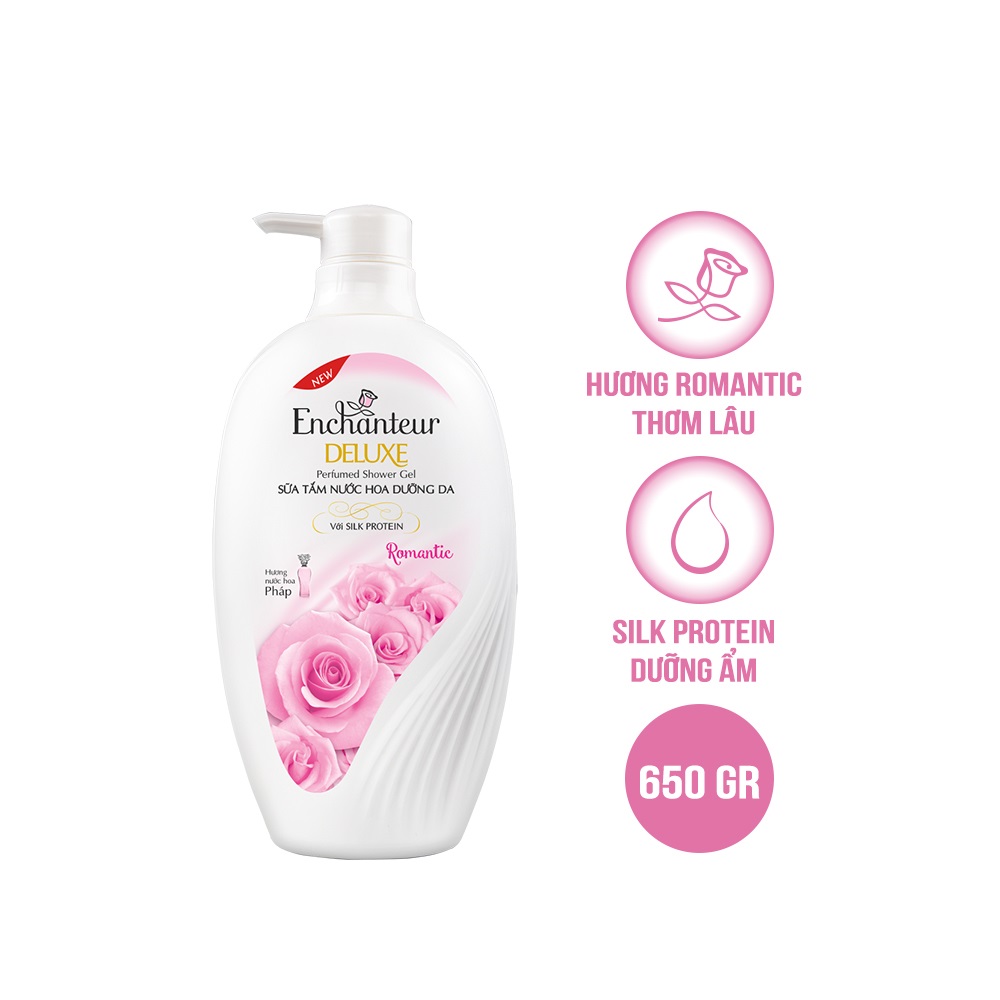 Sữa tắm nước hoa dưỡng da Enchanteur Romantic lãng mạn nhẹ nhàng mịn màng quyến rũ 650gr