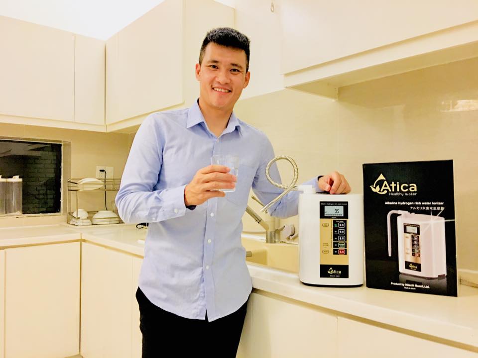 Máy lọc nước ion kiềm giàu hydro Atica Eco - Hàng chính hãng sản xuất bởi tập đoàn Hitachi Maxell Nhật Bản sử dụng công nghệ điện phân 2 lần làm giàu hydro trong nước tốt cho sức khỏe