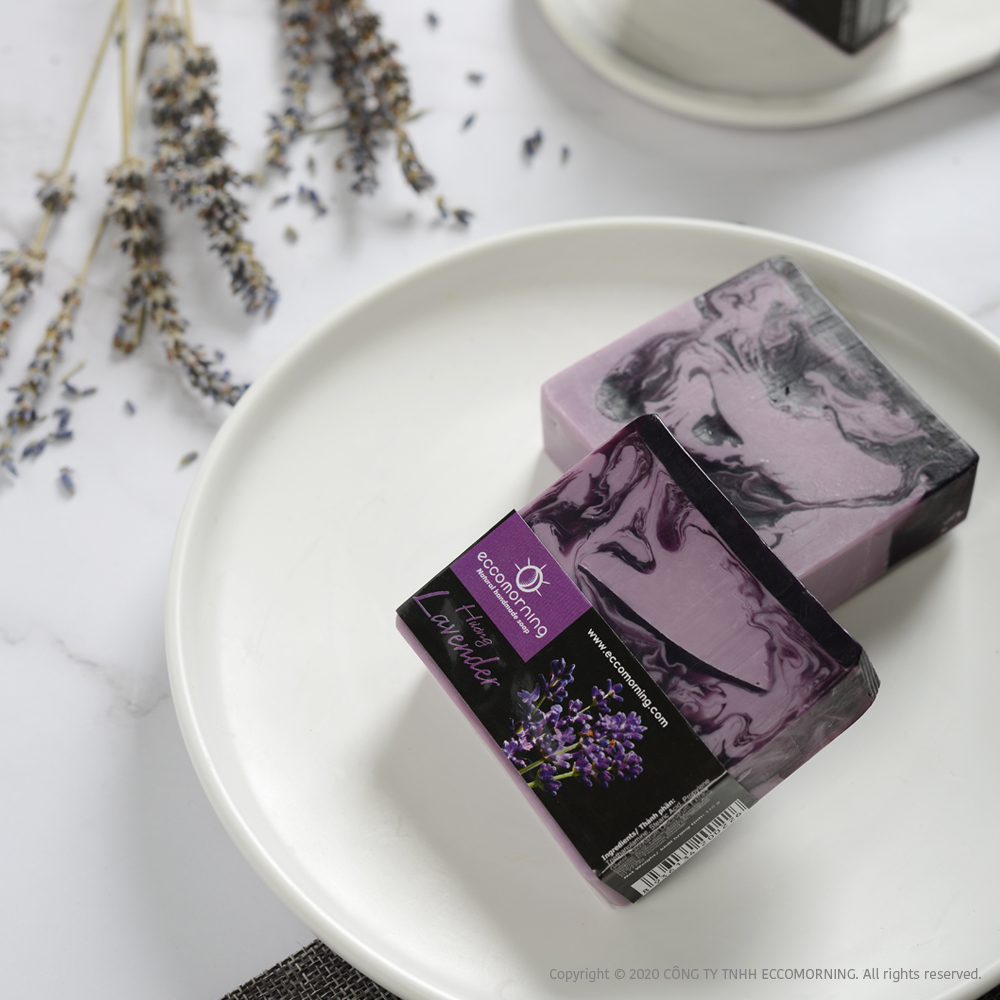 Xà Bông Thiên Nhiên Handmade eccomorning Hình Vuông Hương Oải Hương – Lavender Soap