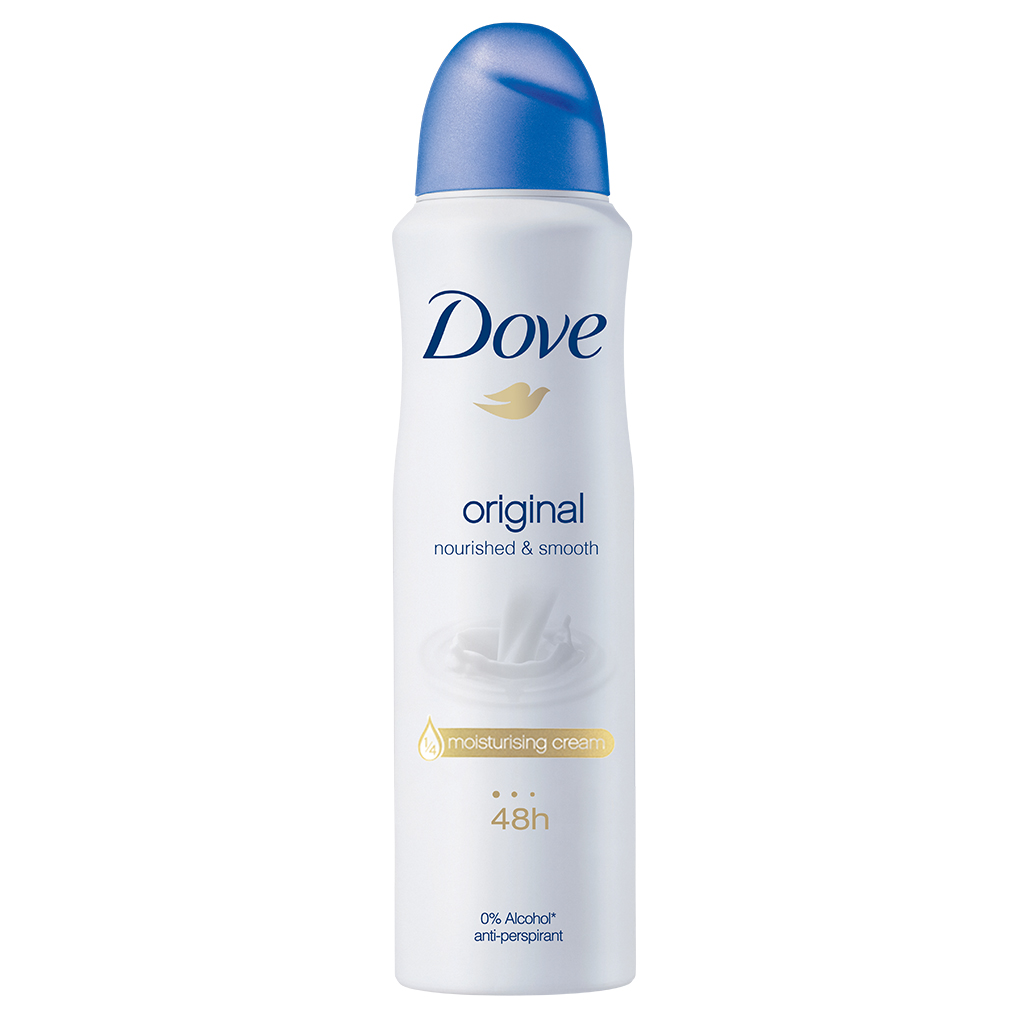 Xịt khử mùi Dove Original Nourished &amp; Smooth Hương dịu nhẹ Dưỡng da Sáng mịn dành cho nữ, 150ml