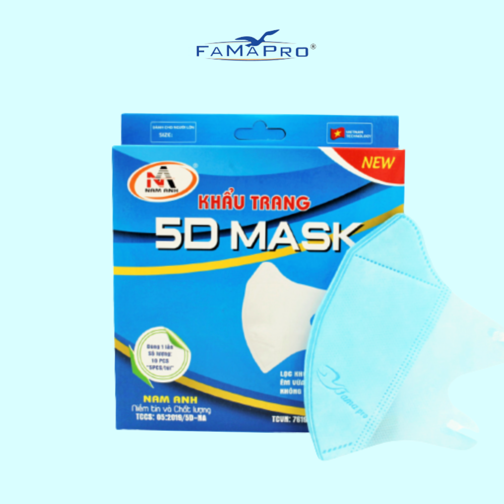 - Khẩu trang y tế kháng khuẩn 3 lớp Famapro 5D Mask - COMBO 5 HỘP