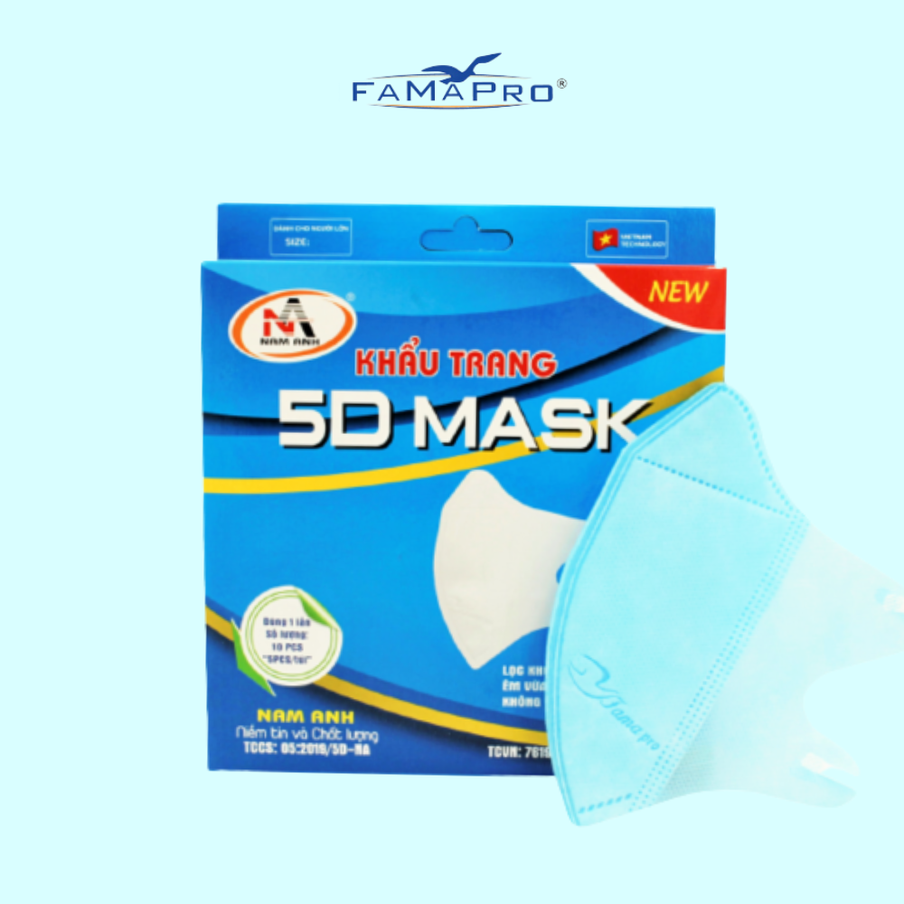 [HỘP - FAMAPRO 5D MASK] - Khẩu trang y tế kháng khuẩn 3 lớp Famapro 5D Mask (10 cái/ hộp) - COMBO 5 HỘP