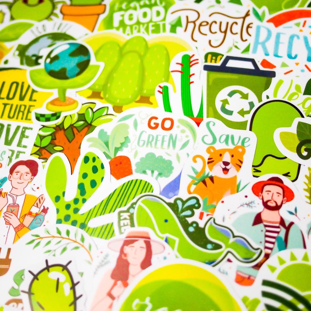 Set 100 sticker hình dán - Green Xanh lá