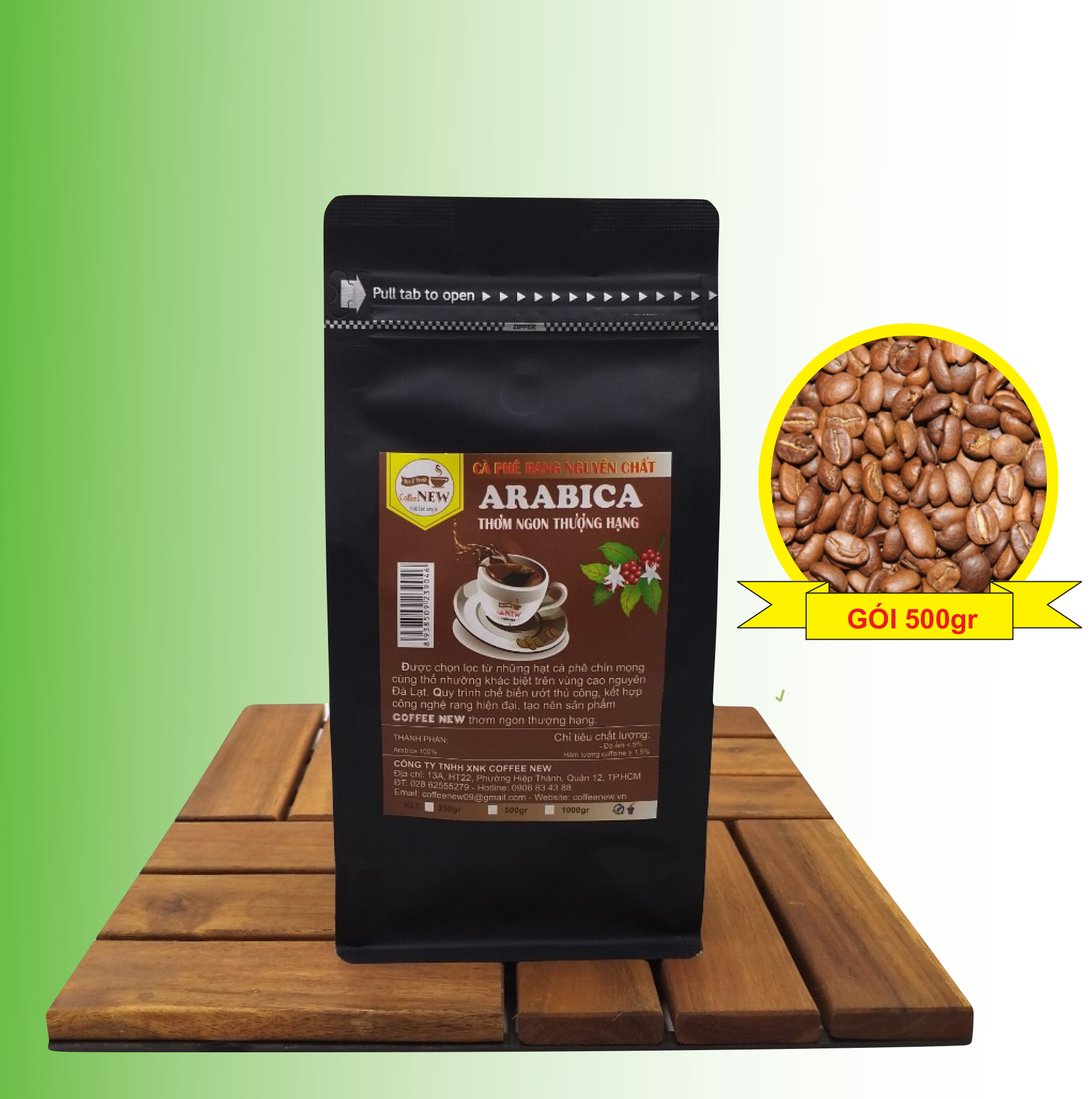 Cafe(Cà Phê) Arabica Nguyên Chất 100% - Gói 500g Tặng Lót Ly  - Pha Phin Hoặc Pha Máy - Thơm Quyến Rũ, Vị Đắng Nhẹ, Hậu Chua Thanh - Coffee New