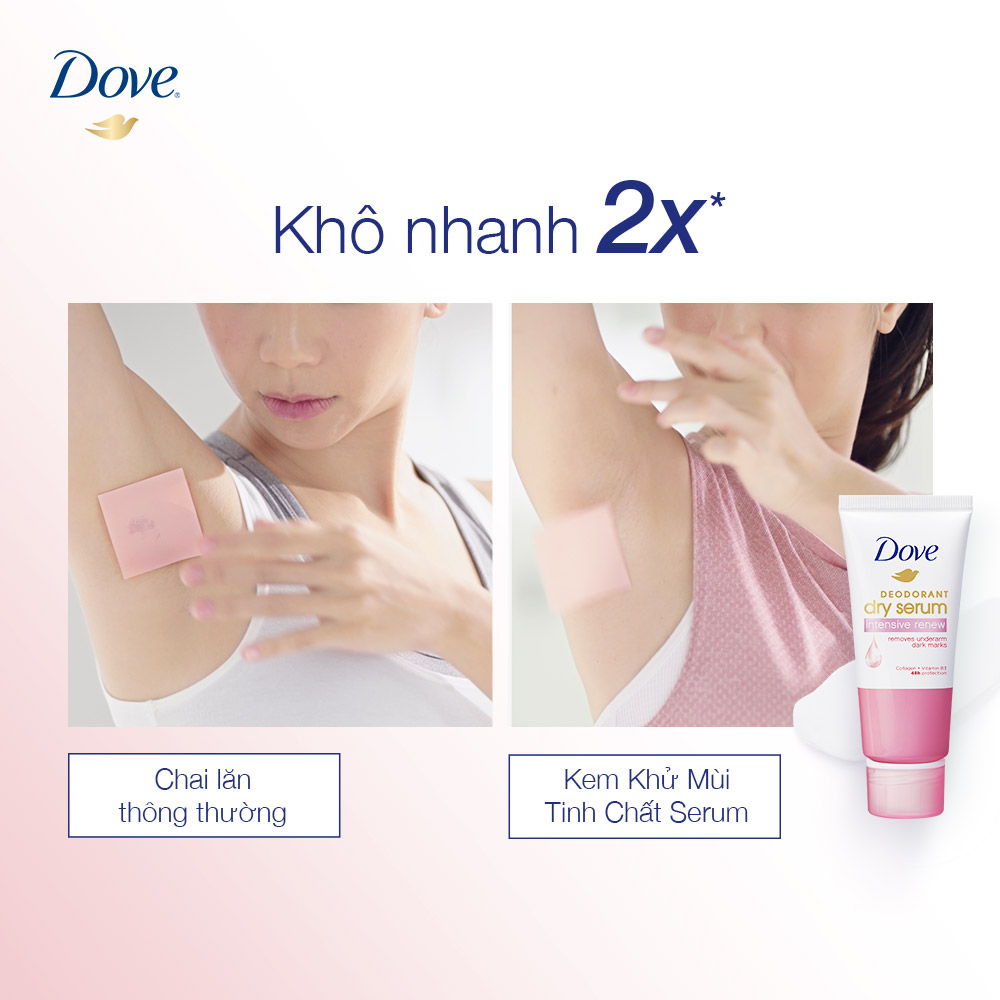 Kem khử mùi Dove tinh chất serum dành cho nữ với Collagen &amp; Vitamin B3 dưỡng da sáng mịn &amp; đều màu, 40ml