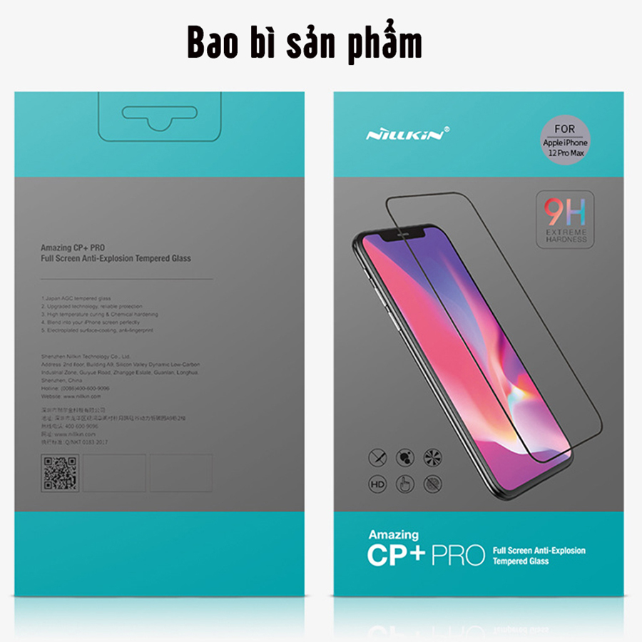 Kính cường lực Nillkin CP+ PRO 2.5D full màn hình 9H cho Iphone 12/12 Pro (6.1) - 12 Pro Max (6.7) - Hàng Chính Hãng