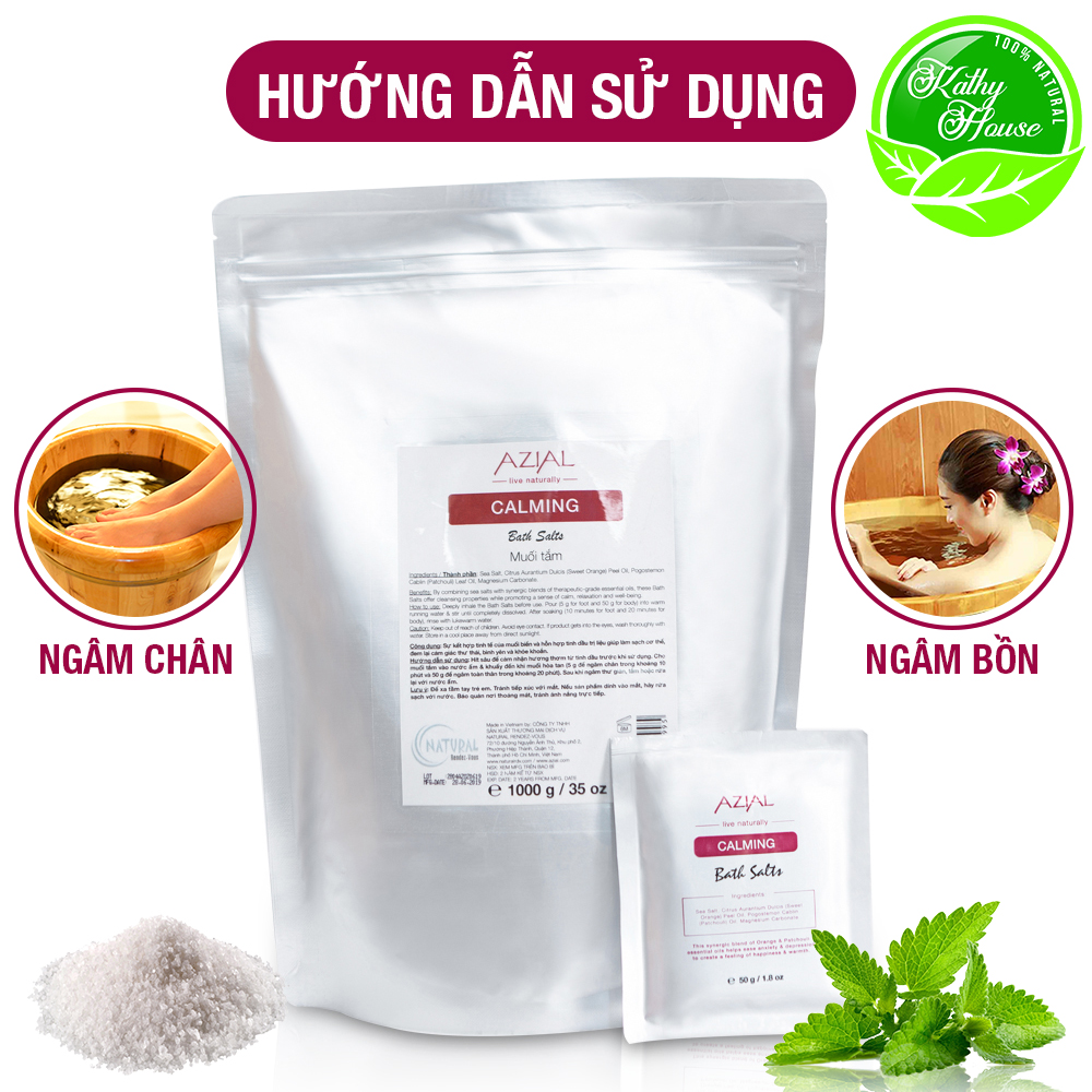 Muối tắm tinh dầu 100% thiên nhiên AZIAL Calming Bath Salts, giúp loại bỏ độc tố, tăng cường miễn dịch - Ngâm chân hoặc ngâm bồn