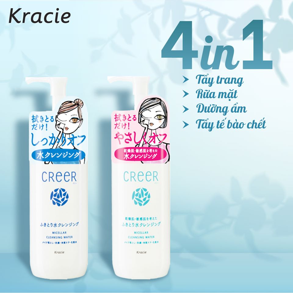 Combo Kiểm Soát Nhờn Và Làm Sạch Da Mặt : Nước Khoáng Tẩy Trang CreeR 330ML + Phim Thấm Dầu ChuchuBaby 70 Tờ