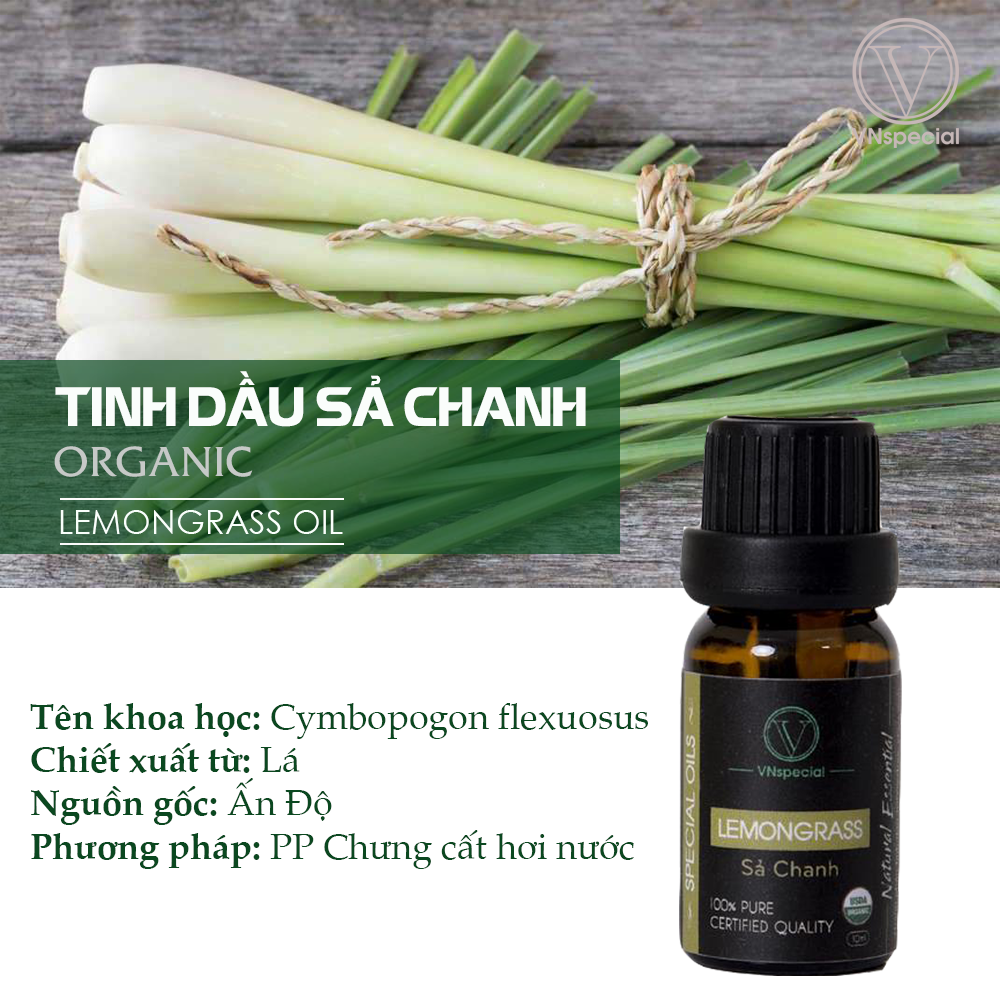 Tinh Dầu Hữu Cơ Sả Chanh | Organic Lemongrass Oil | Tinh dầu Nhập Khẩu USDA - Vnspecial Oils (10ml)