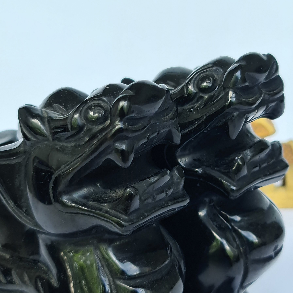 Cặp Tỳ Hưu Đá Núi Lửa Obsidian Đen - Mx - Hợp Mệnh Mộc, Thuỷ