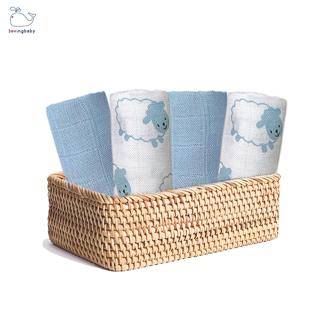 Hộp 6 khăn sữa sợi tre cho bé - siêu thấm hút, mềm mịn, an toàn cho da bé - kích thước 30x30cm