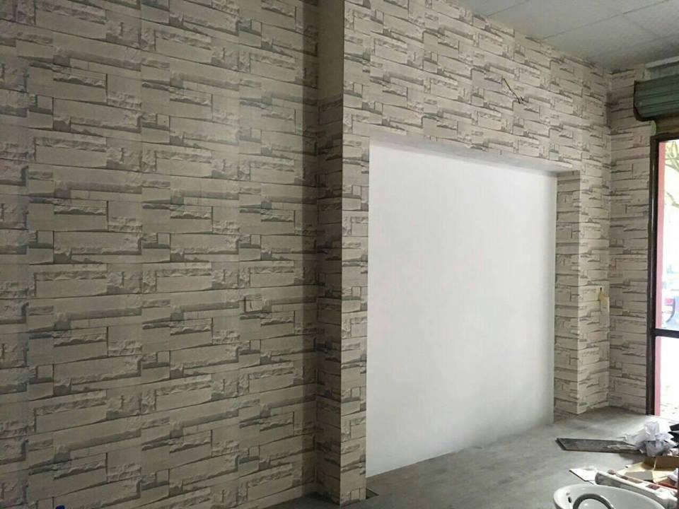 Combo 10M giấy dán tường giả gạch Xám