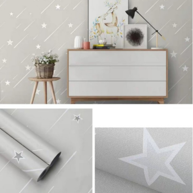 Cuộn 5m Decal Giấy Dán Tường Sao băng xám