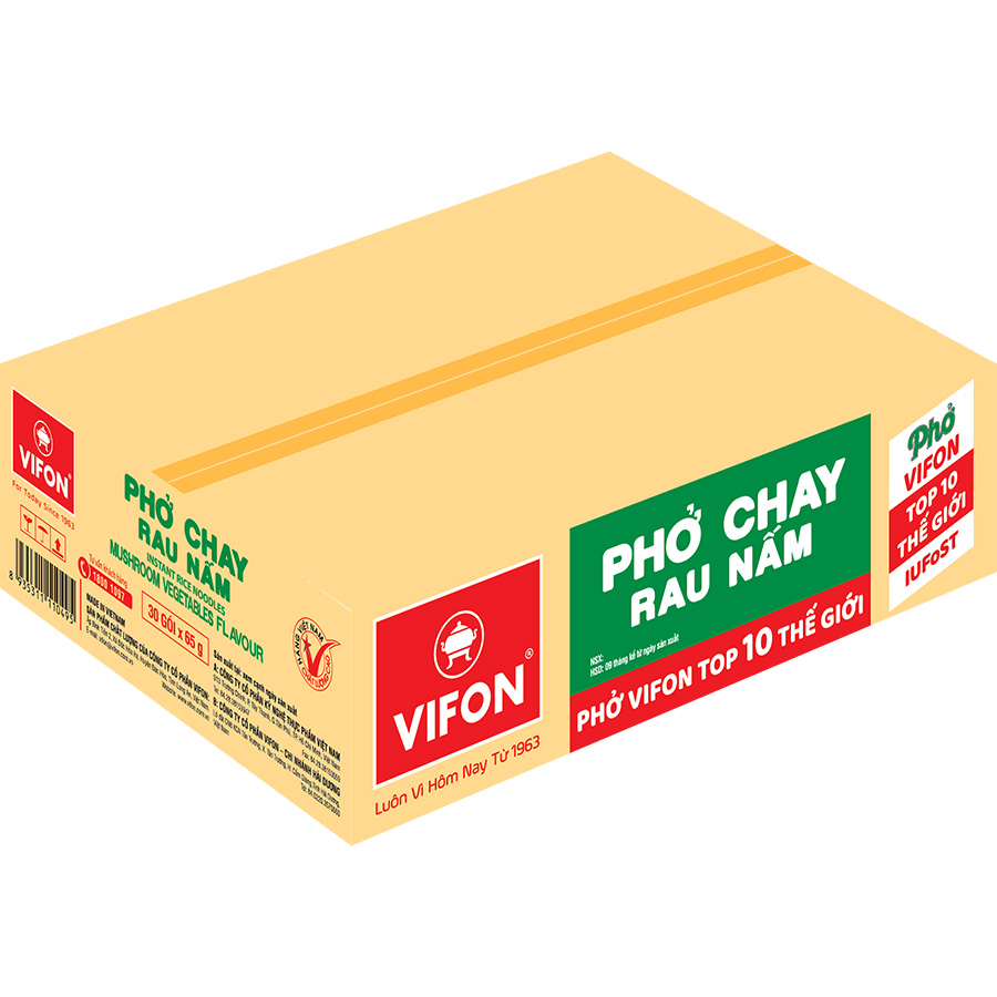 Thùng 30 Phở Chay Rau Nấm VIFON (65g / Gói)