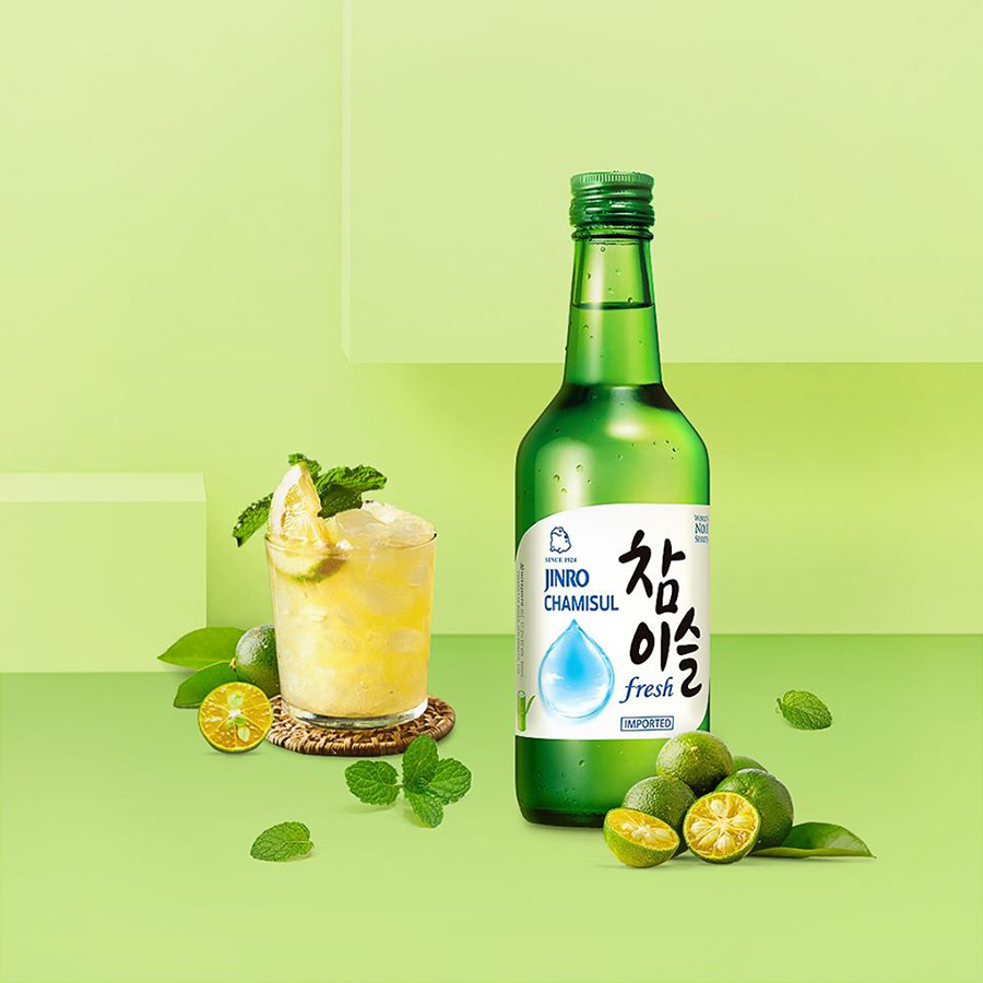 Set 3 chai rượu soju Hàn Quốc 13% - 16.9%: Fresh + Bưởi + Mận Có Hộp