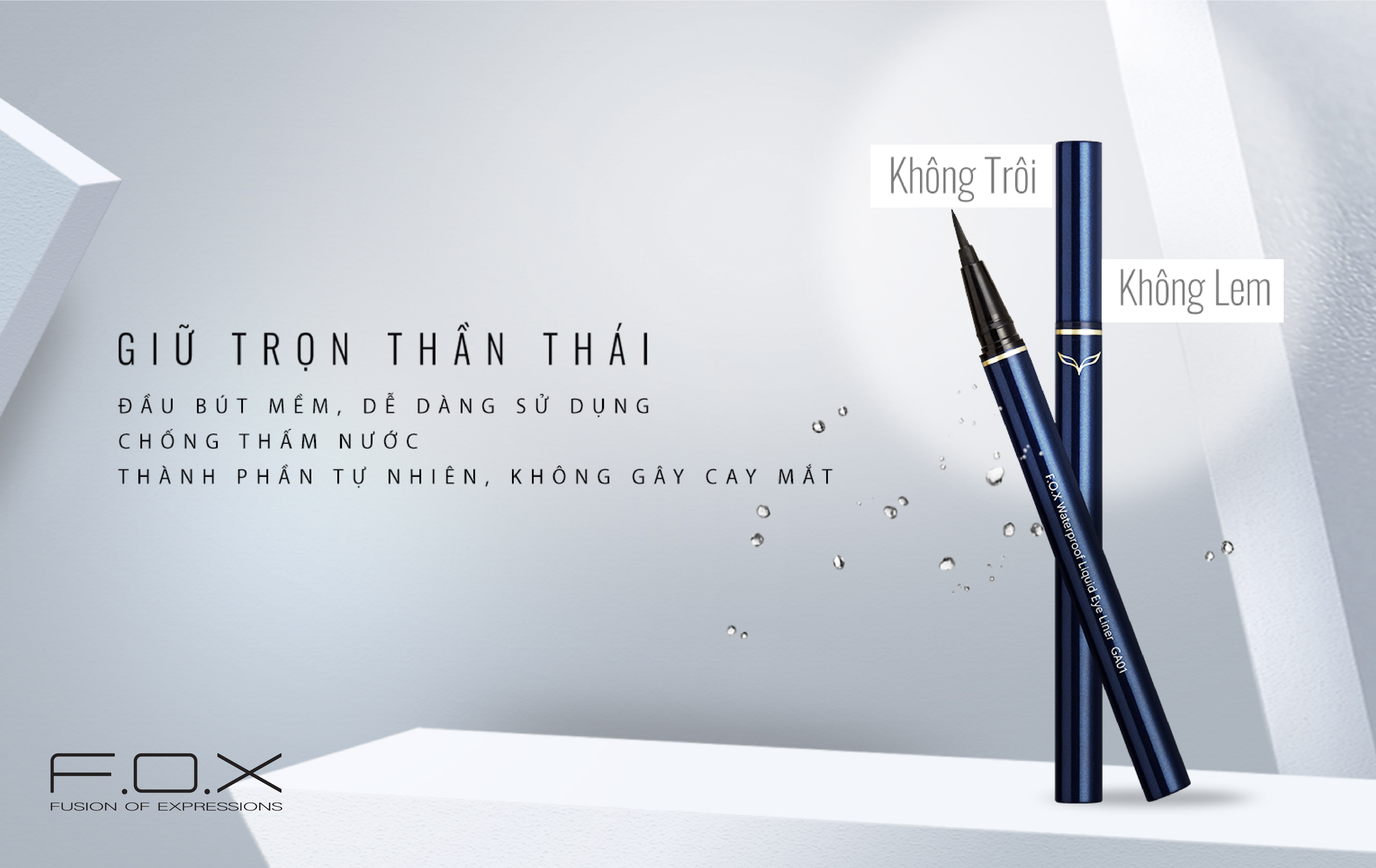 Bút Kẻ Viền Mắt Chống Thấm Nước F.O.X Waterproof Liquid Eye Liner 0.5g