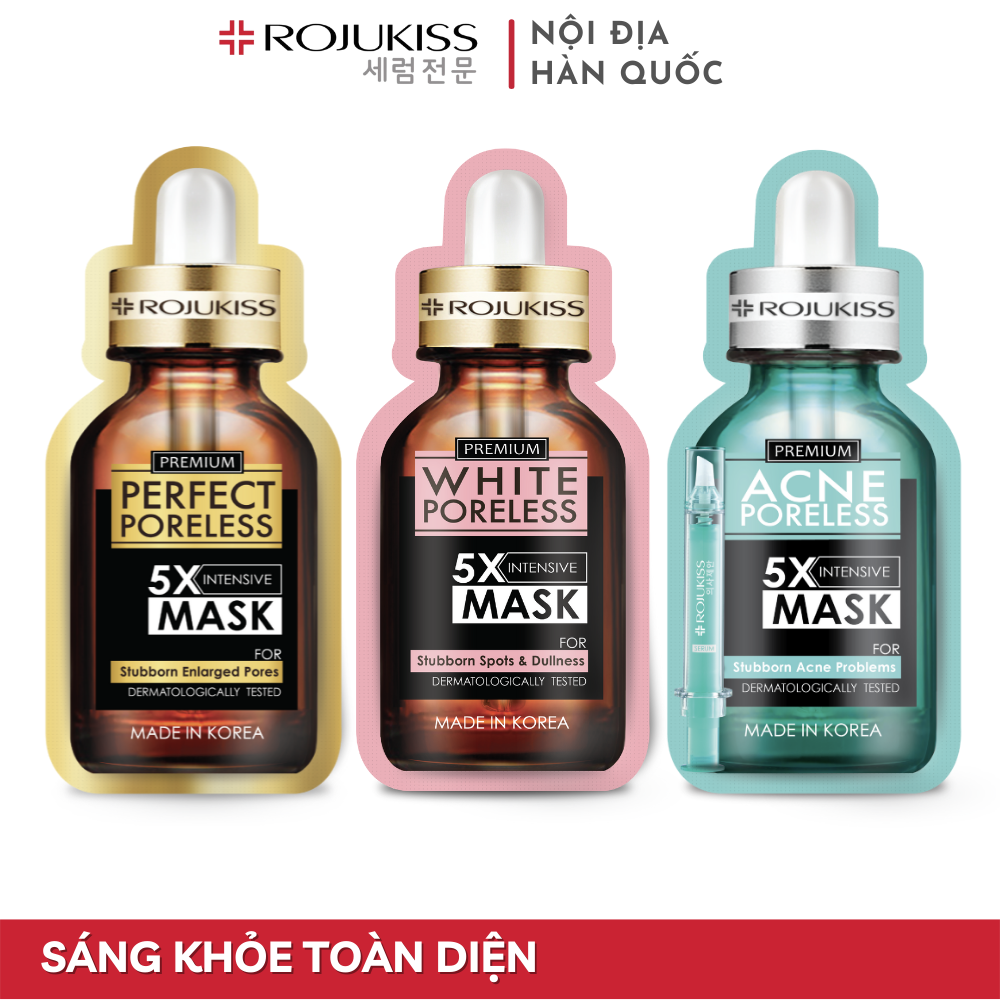 Combo 3 mặt nạ Rojukiss 5x dưỡng chất bảo vệ cải thiện sáng khỏe toàn diện