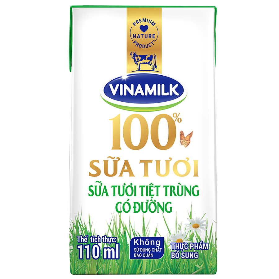 Thùng 48 Hộp Sữa Tươi Tiệt Trùng Vinamilk 100% Có Đường 110ml
