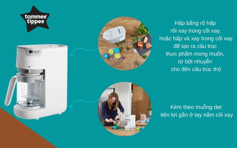 Máy xay hấp thức ăn cho bé Tommee Tippee Quick-Cook