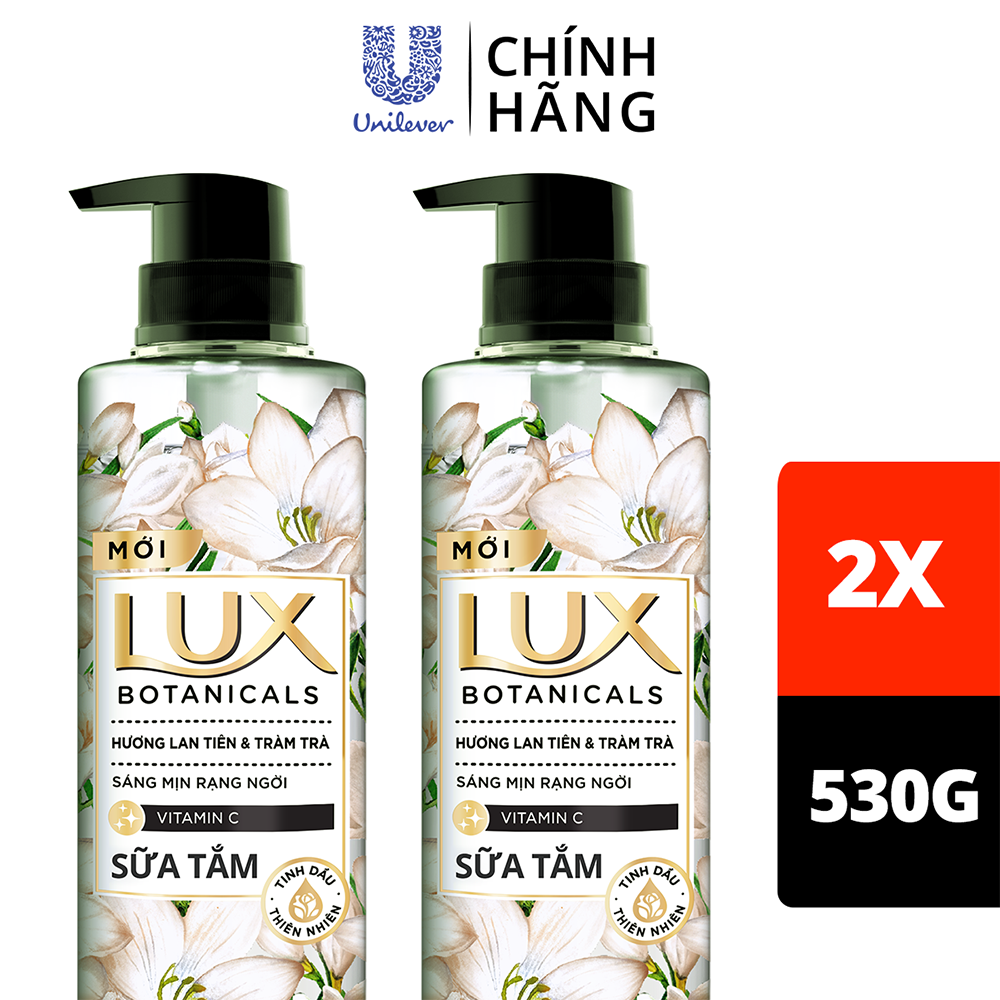 COMBO SỮA TẮM NƯỚC HOA THƠM LUX BOTANICALS HƯƠNG NƯỚC HOA LAN TIÊN &amp; TRÀM TRÀ 570GX2