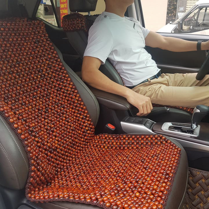 Đệm hạt gỗ tựa lưng massage lót ghế ô tô 100% gỗ Hương tự nhiên, dạng đan kết diềm mép cao cấp - Kích thước : 1,17 X 0,48 - Trọng lượng: 3,2Kg