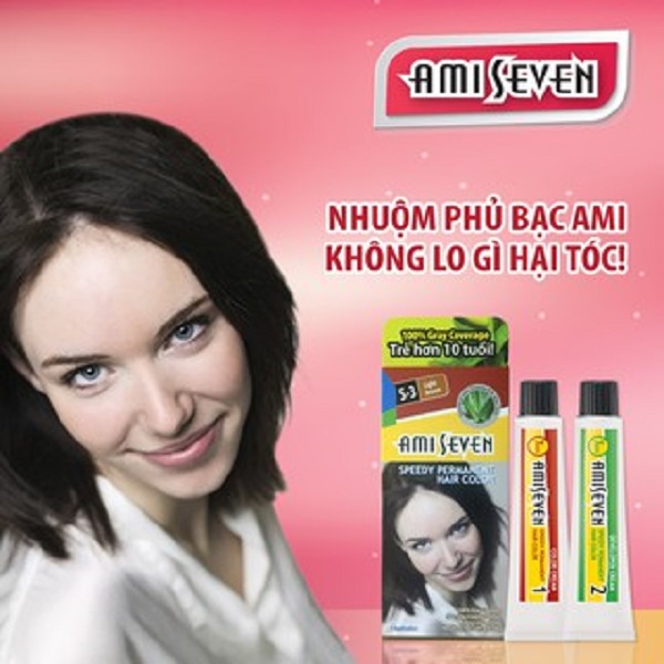 Nhuộm phủ bạc dược thảo Amiseven nhanh 7 phút AMI SEVEN Speedy Permanent Hair Color S3 (60g + 60g)