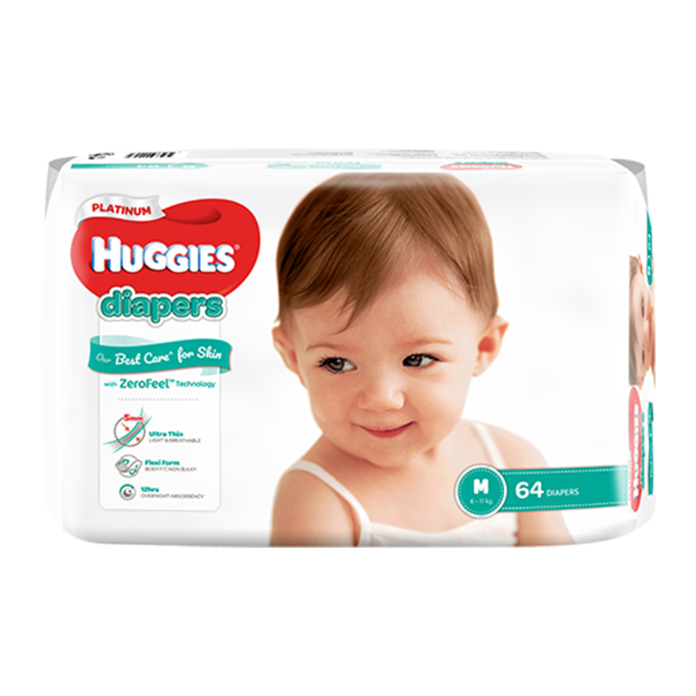 Tã Dán Siêu Cao Cấp Huggies Platinum size M64 - 64 miếng (6 - 11kg)