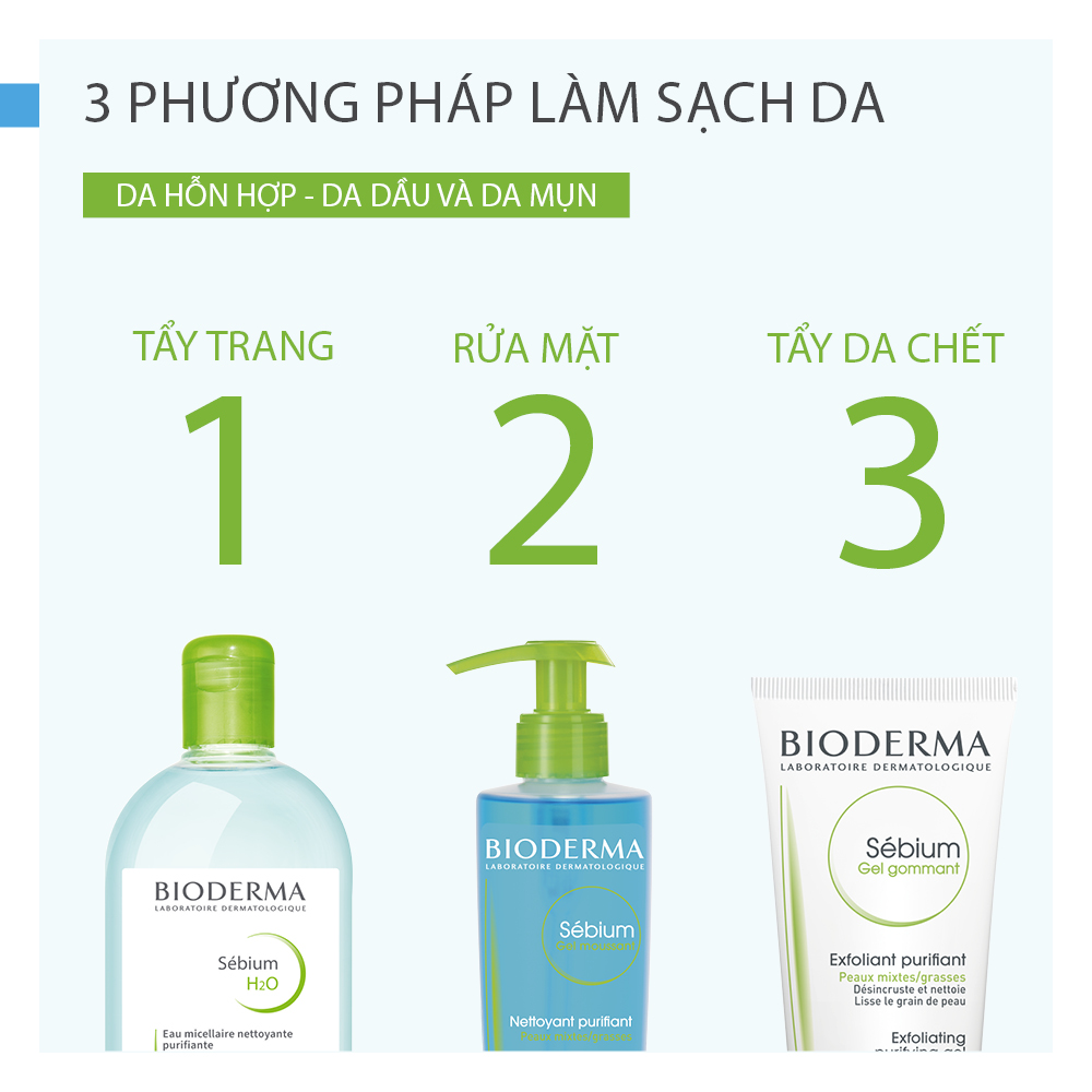 Gel Rửa Mặt Tạo Bọt, Không Chứa Xà Phòng Bioderma Sebium Gel Moussant