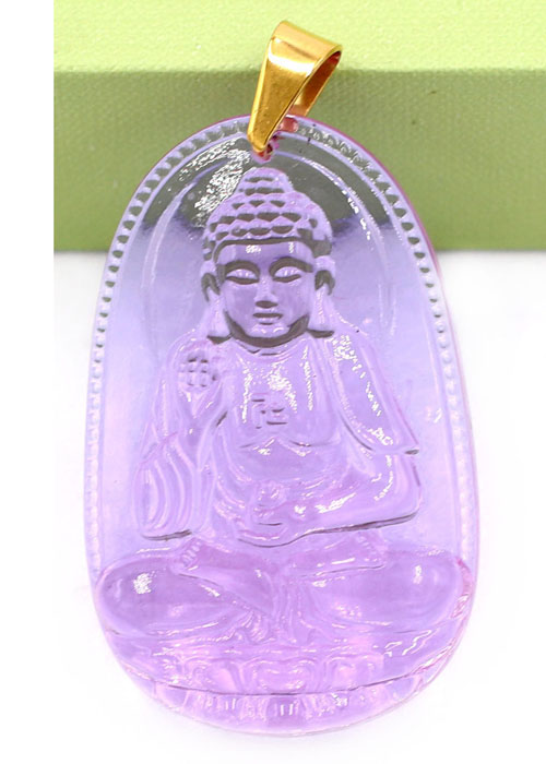 Mặt phật A Di Đà pha lê tím 3.6cm kèm hộp nhung - Phật bản mệnh tuổi Tuất, Hợi - Mặt phật size nhỏ