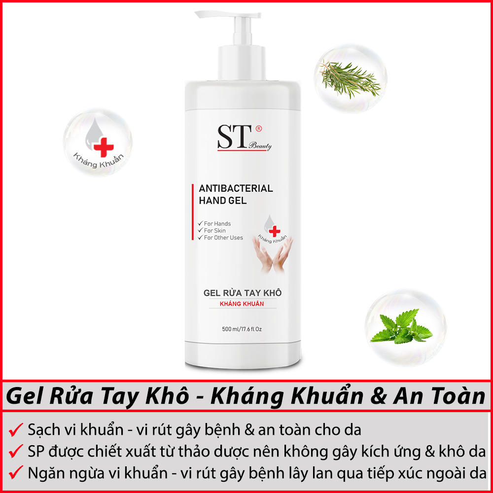 Gel Rửa Tay Khô 500ml - ST Beauty - Kháng Khuẩn &amp; An Toàn - Làm Mềm Mịn &amp; Cân Bằng Độ Ẩm Cho Da