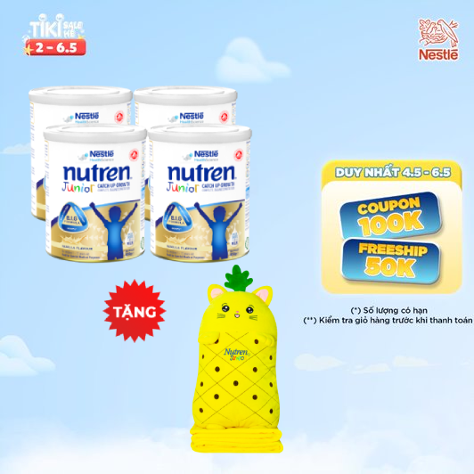 Combo 4 lon sữa dinh dưỡng Nutren Junior 850g - Tặng bộ gối mền Kitty [BAO BÌ MỚI]