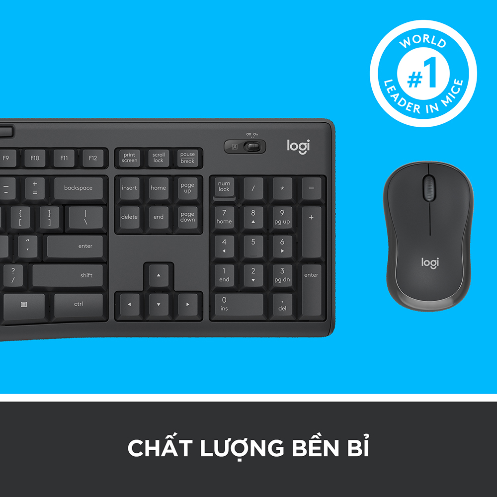 Combo chuột phím không dây Logitech MK295 Silent - Chống ồn 90%, có phím số, mắt đọc cải tiến, bền bỉ, không lag - Hàng chính hãng