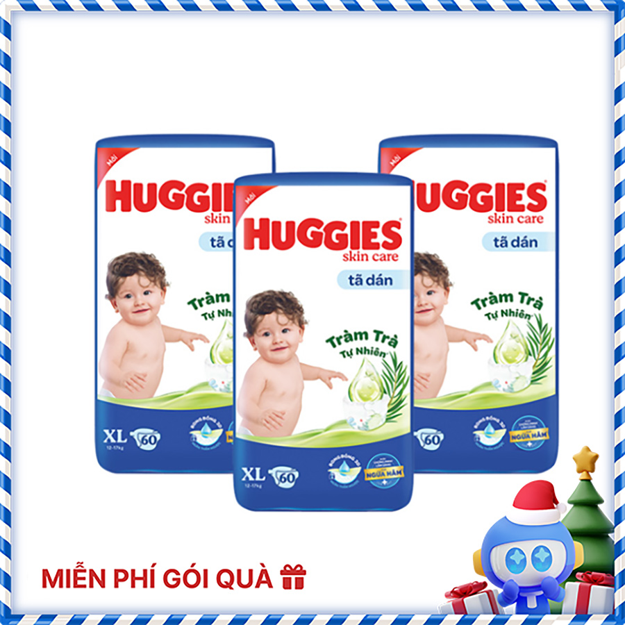 Combo 3 Tã dán Huggies Skincare Super Jumbo XL60