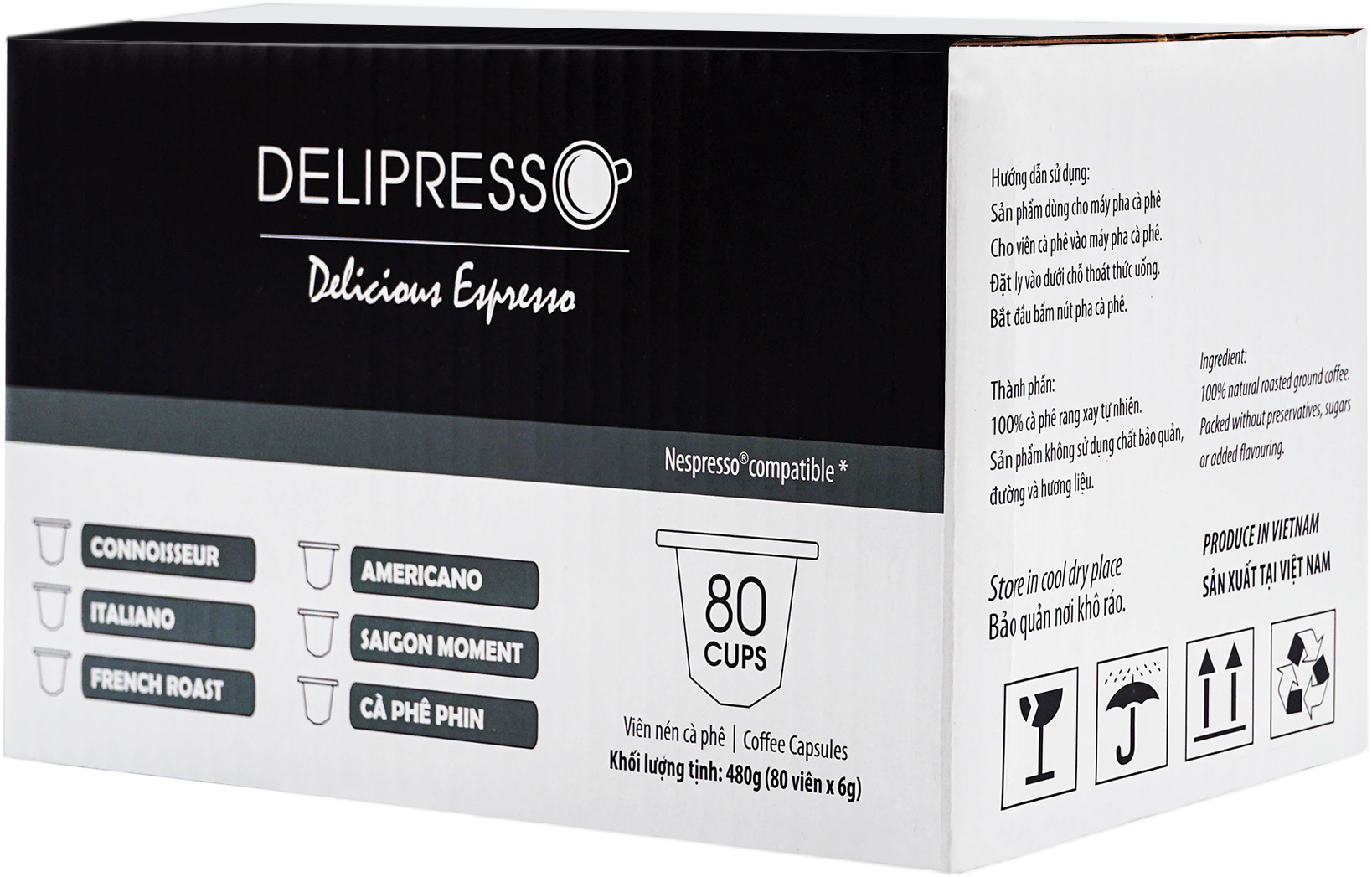 Cà phê Delipresso Italiano 80 viên x 6g -Cà phê viên nén Delipresso Italiano - Viên nén cà phê - Cà phê pha máy - Phương Vy Coffee