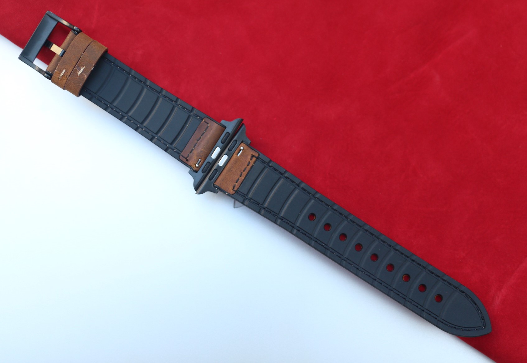 Dây da sáp dầu Vintage thay thế cho Apple watch hộp gỗ cao cấp