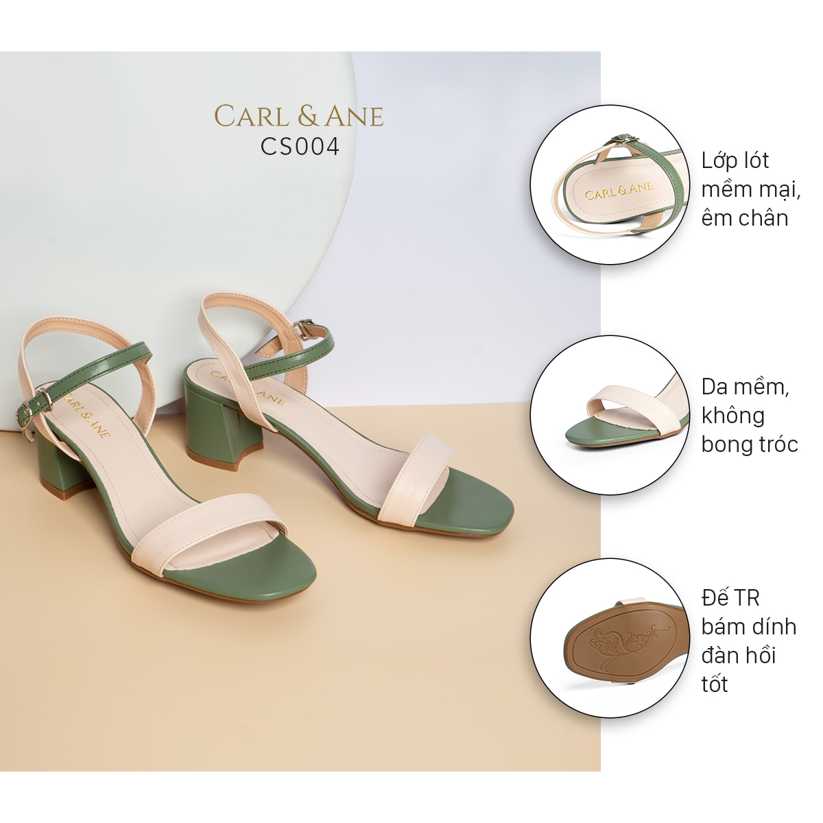 Giày sandal Erosska thời trang nữ mũi vuông phối dây nhiều màu tinh tế cao 5cm CS004