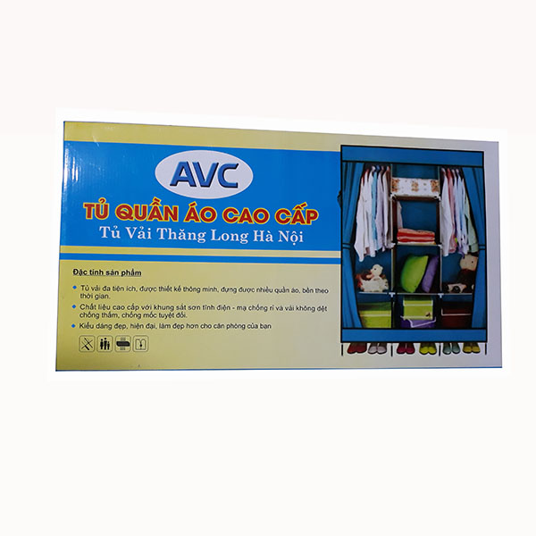 Tủ vải đựng quần áo 3 buồng, 8 ngăn, khung sắt mạ kẽm