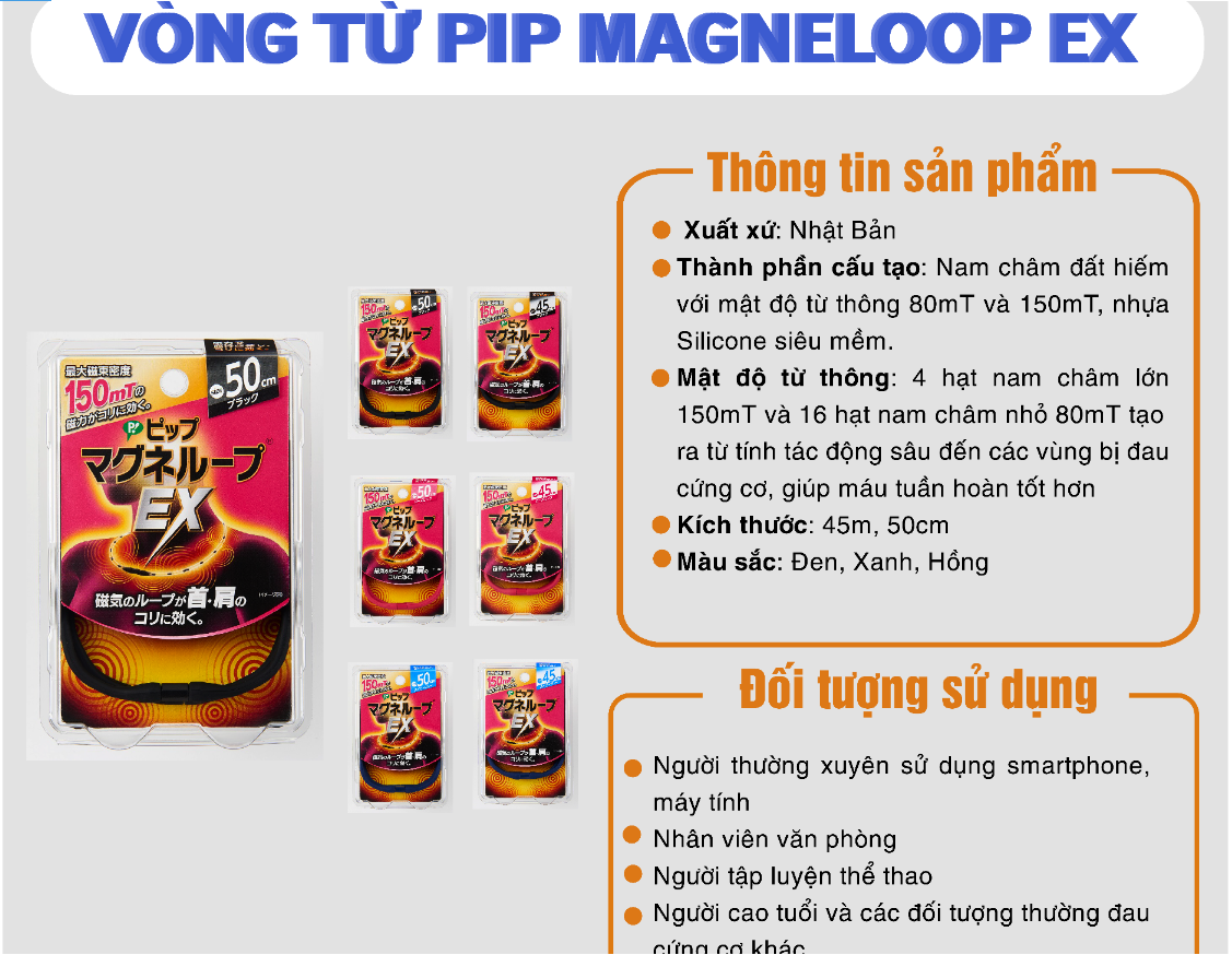 Vòng Từ Giảm Đau - Cải Thiện Tuần Hoàn Máu Pip Magneloop Ex 45cm