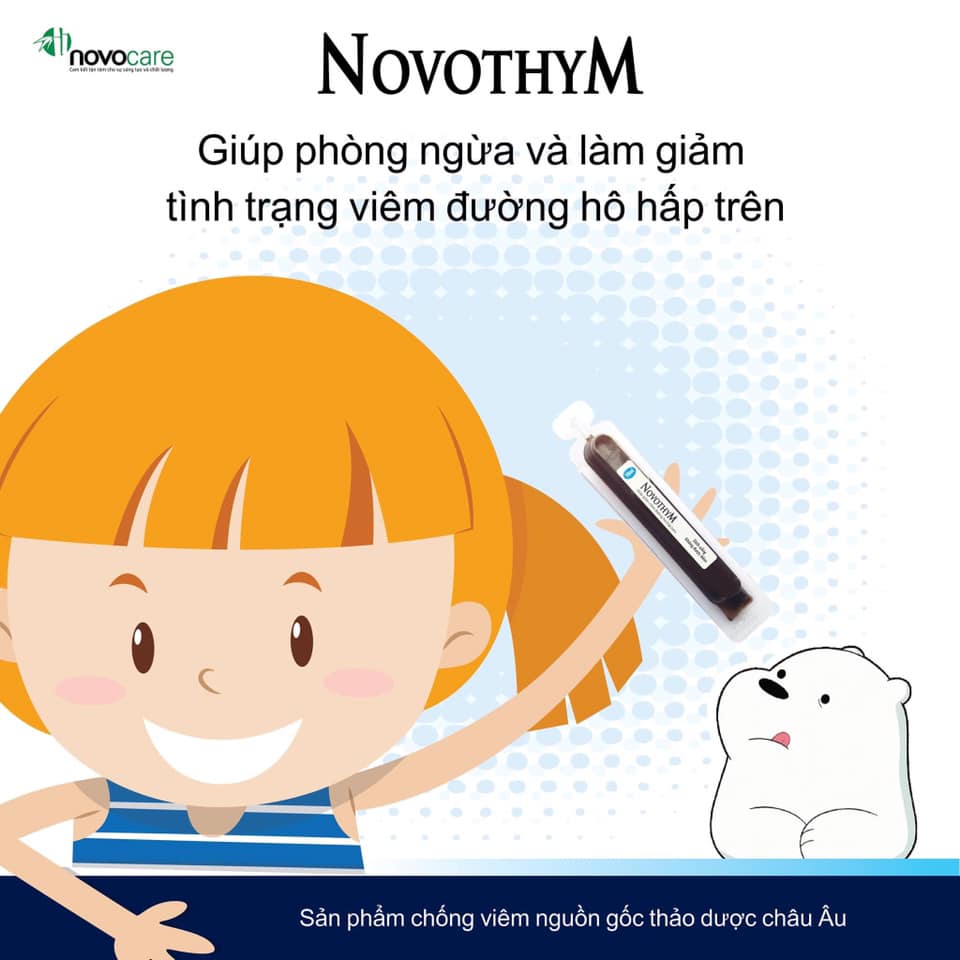 Giảm Viêm Đường Hô Hấp Trên - NOVOTHYM - Ống Uống Giúp Trẻ Giảm Lệ Thuộc Kháng Sinh, Giảm Triệu Chứng Viêm Đường Hô Hấp Trên, Tăng Cường Miễn Dịch 