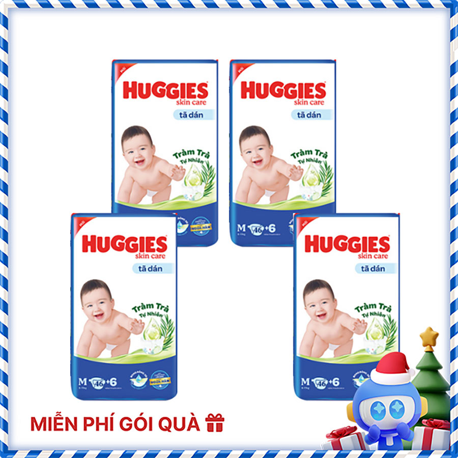 Combo 4 Tã dán Huggies Skincare Jumbo M46+3