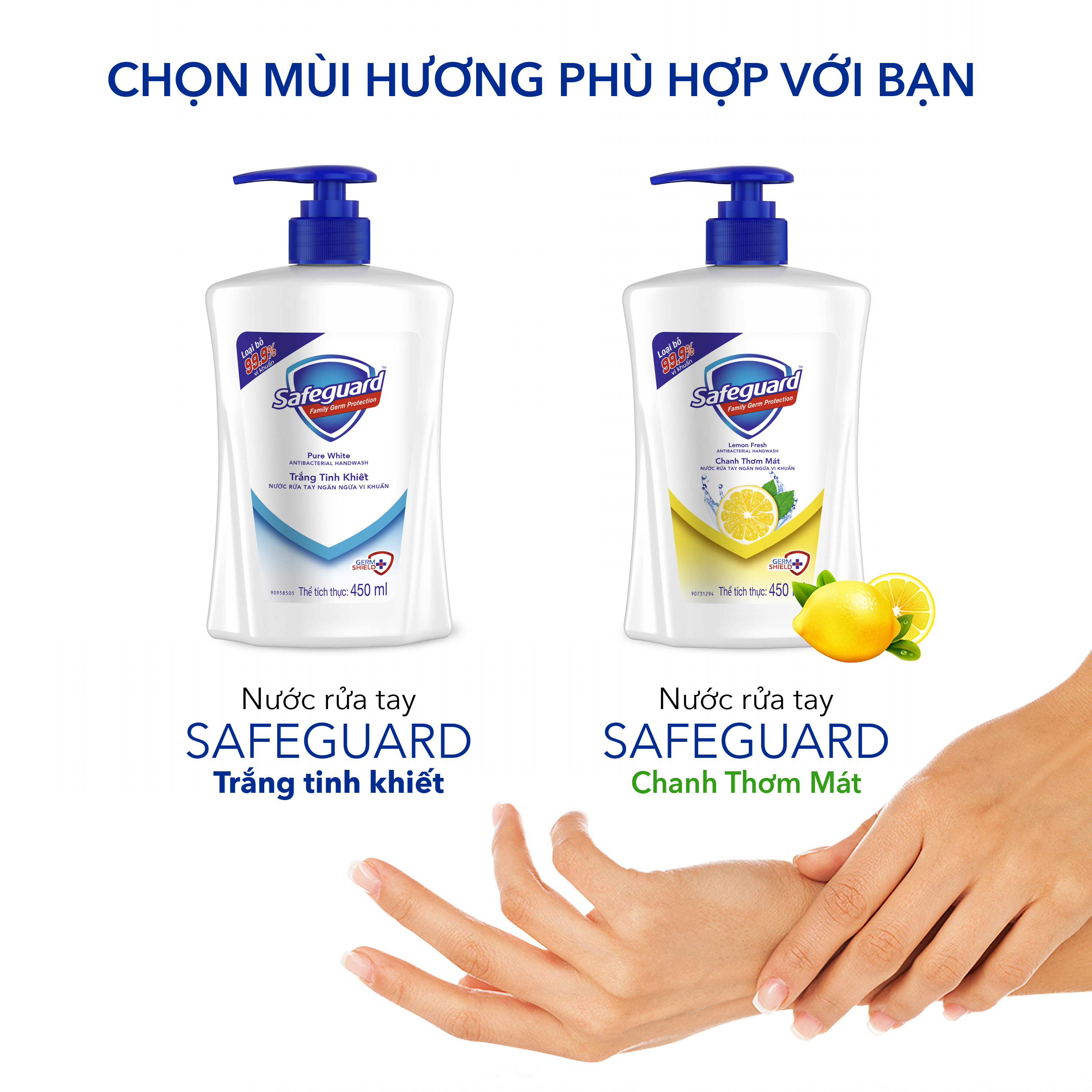 Nước Rửa Tay Safeguard Hương Chanh (450ml)